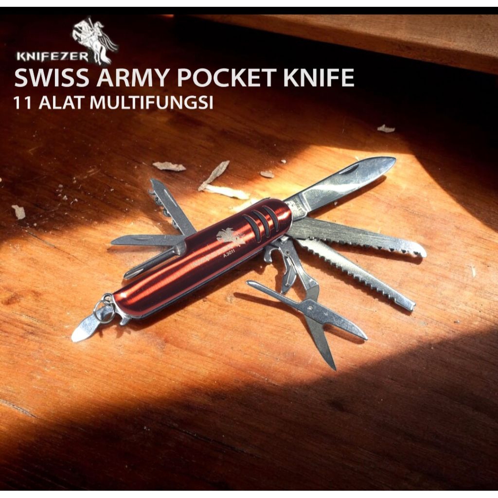 Knifezer pisau army EDC multifungsi 11in1 / pisau camping lipat survival