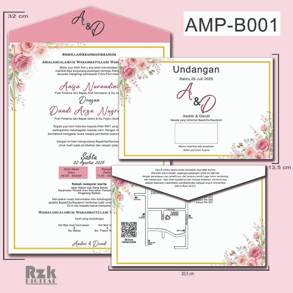 UNDANGANPERNIKHAN/KHITANAN;SEMI AMPLOP BUNGA(AMP-B001-AMP-B005)