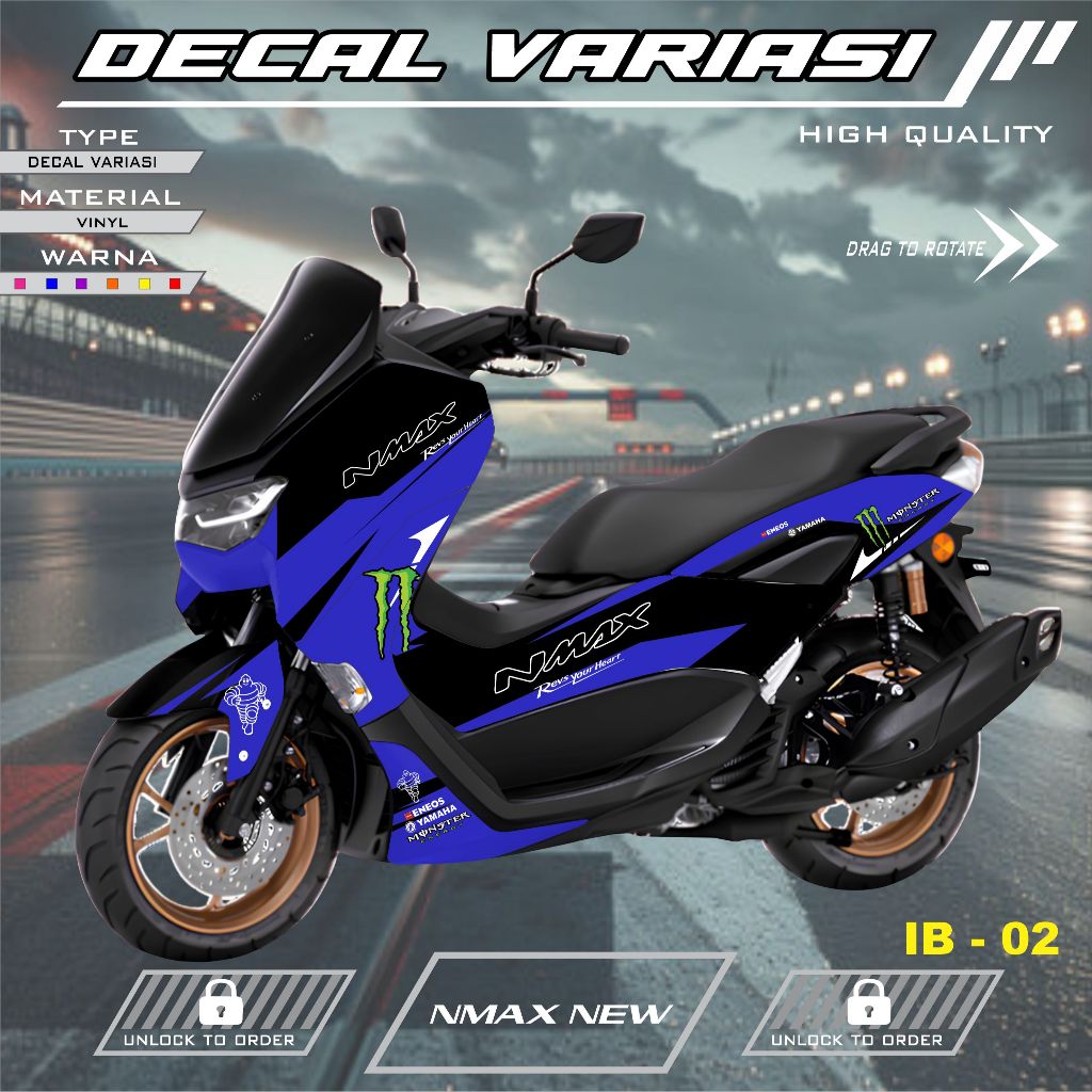 Decal Sticker NMAX 2020 Racing Glossy Anti-Fade DECAL VARIASI MOTIF KEREN