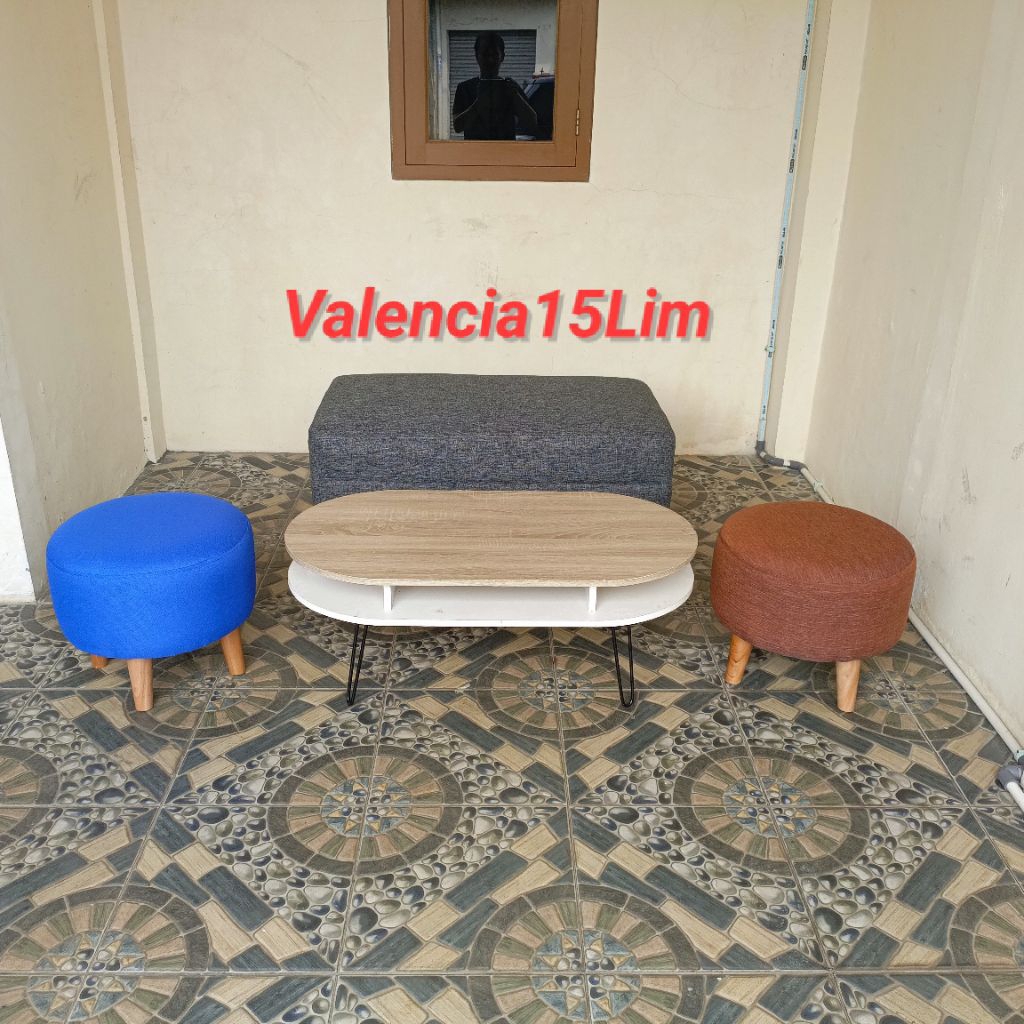Sofa Stool Puff Komplit + Meja / Stool Kotak Persegi / Stool Puff Bulat