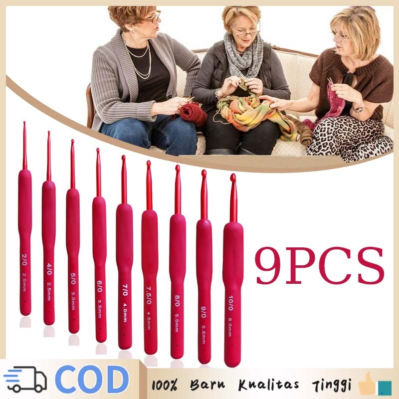 Isi9/1set Hakpen Rajut Jarum Rajut 1 Set Merah Alat Rajut Set Lengkap Pemula Jarum Rajut