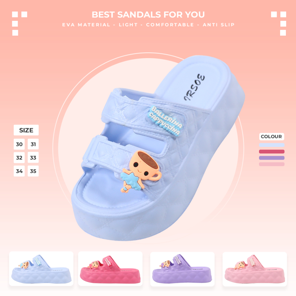 Sandal Anak Cewek Karakter Anomali Ballerina Cappucina Bahan Jelly EVA 572T-2