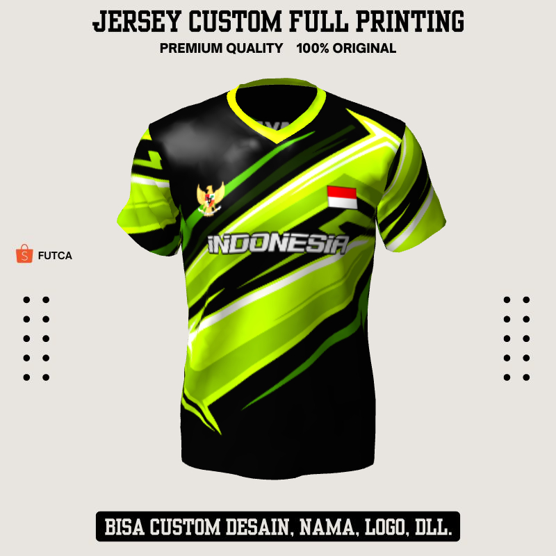 Kaos Jersey Futsal Hitam Hijau Motif Abstrak 210 - Jersey Baju Olahraga Full Printing