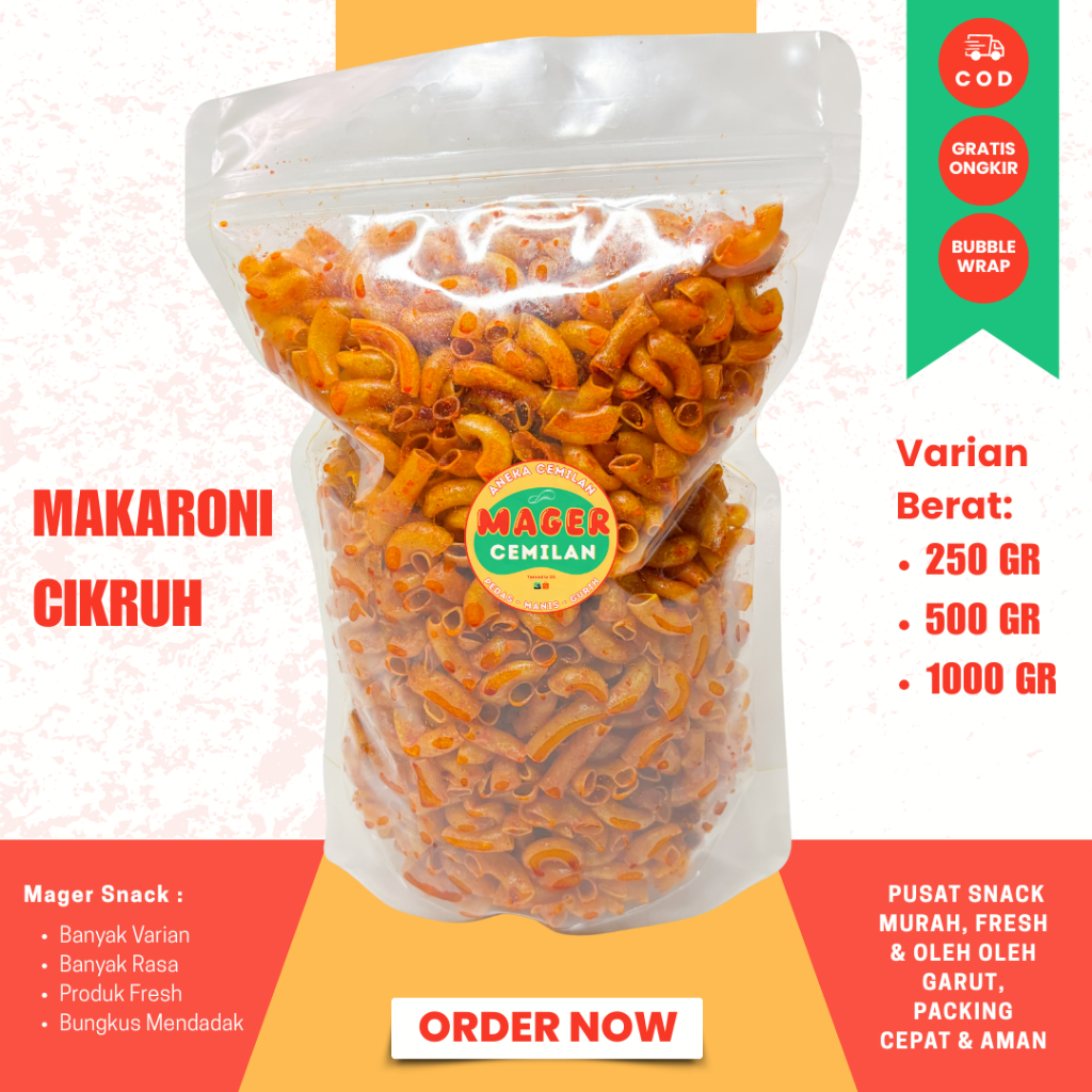 

MAKARONI CIKRUH 1 KG PEDAS GURIH daun jeruk