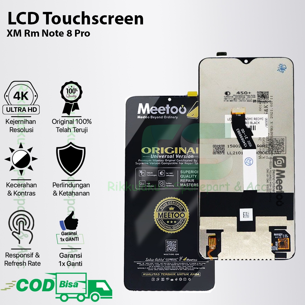 LCD Touchscreen Redmi Note 8 Pro Original 100% Fullset