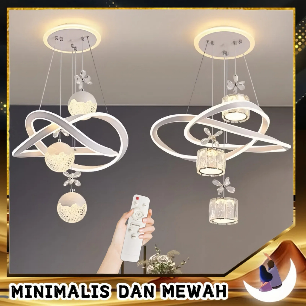 Lampu Gantung Kristal Minimalis 3 Warna Lampu Gantung Ruang Makan Modern Lampu Dekorasi Interior