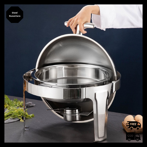 Steel Nusantara - Rolltop Bulat Prasmanan Chaving Dish Prasmanan Bulat Prasmanan Set Stainless CF010
