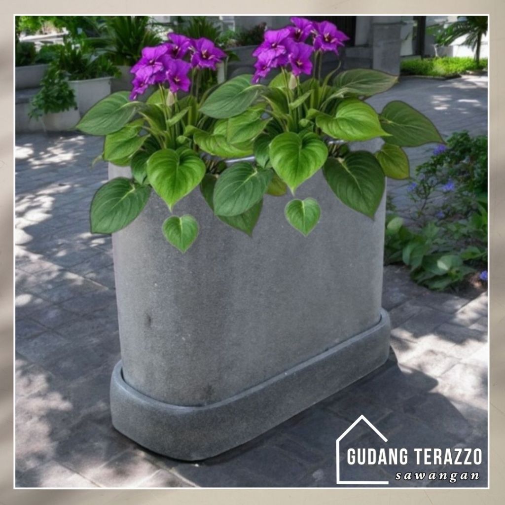Pot Terazzo Oval Panjang, Pot Planter Standing Panjang