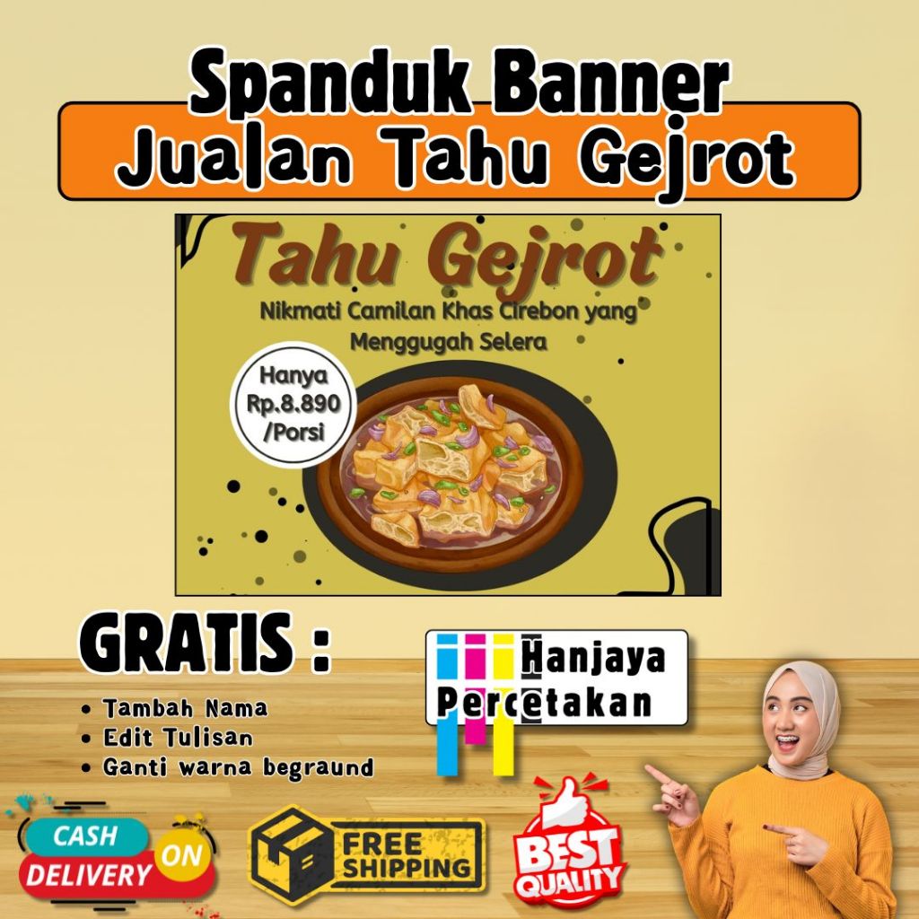 TERMURAH - SPANDUK JUALAN TAHU GEJROT | BANNER JUALAN JAJAN KEKINIAN