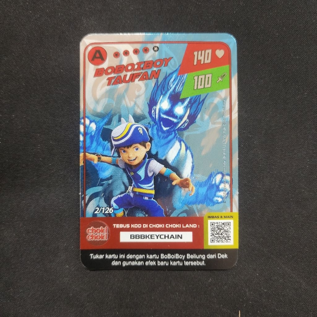 Kartu Rare Boboiboy Choki Choki Silver Card - Boboiboy Taufan (A Rank Card) (Monsta Galaxy Card x Ch