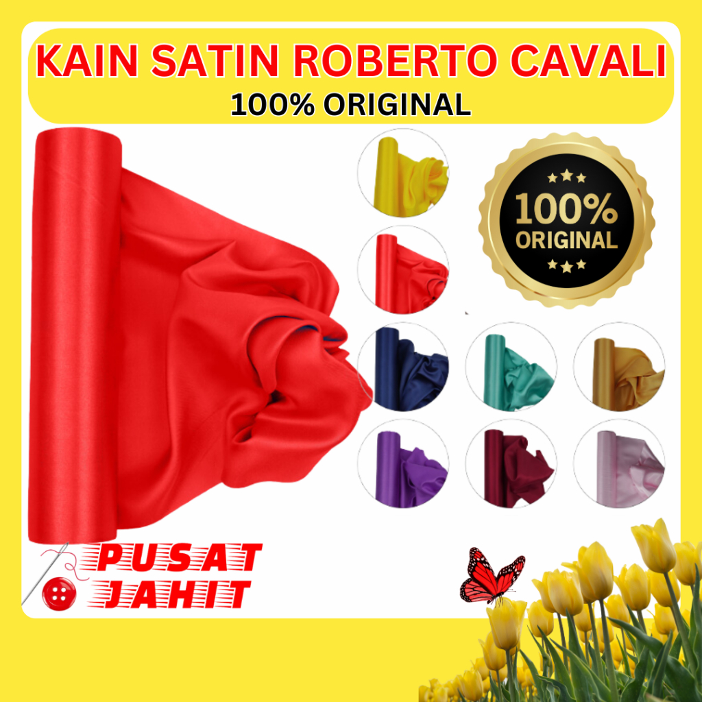 ROBERTO CAVALI - Kain Bahan Satin Roberto Cavali Asli