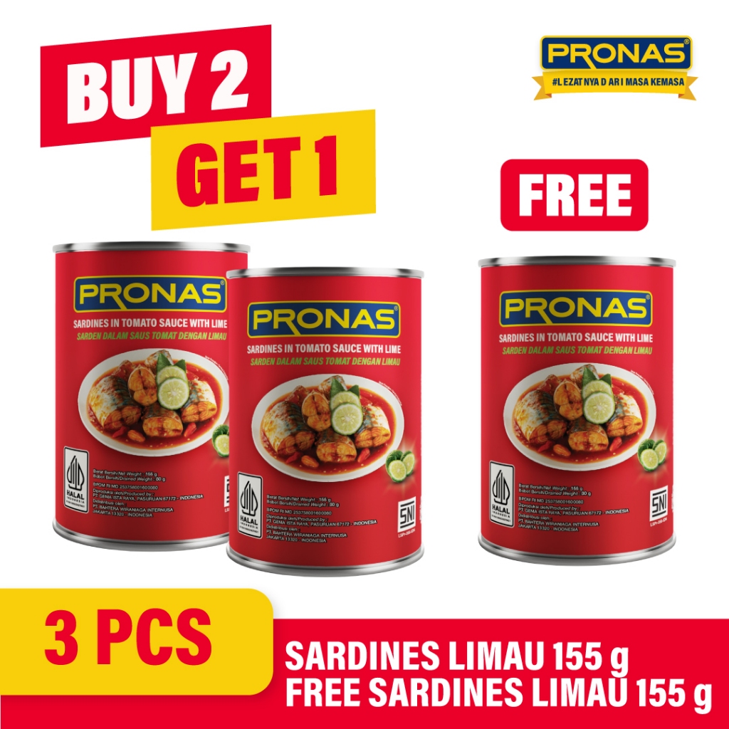 

[BUY 2 GET 1] PRONAS Sarden Saus Tomat dengan Limau 155 g