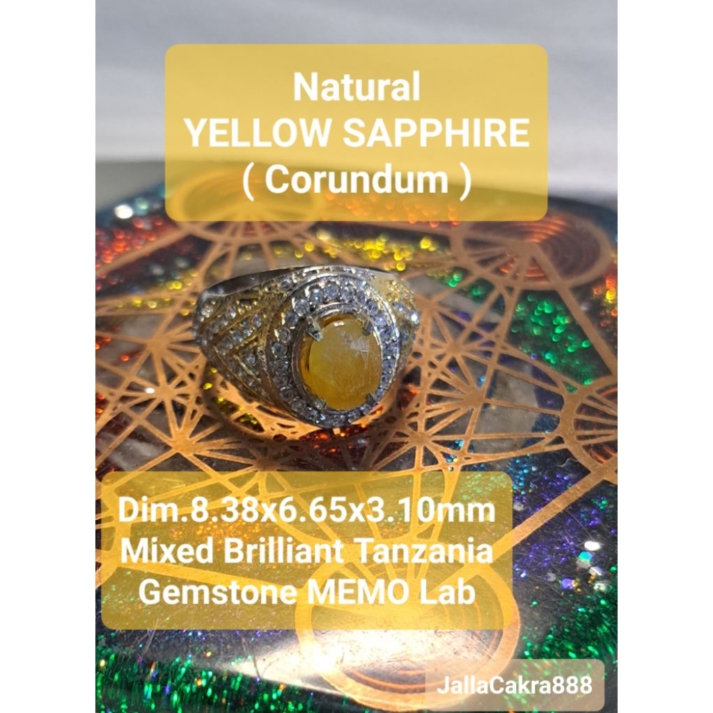 NATURAL YELLOW SAPPHIRE Corundum Free MEMO Gemstone Lab Cincin Yakut Safir Kuning Batu Kristal Tanza