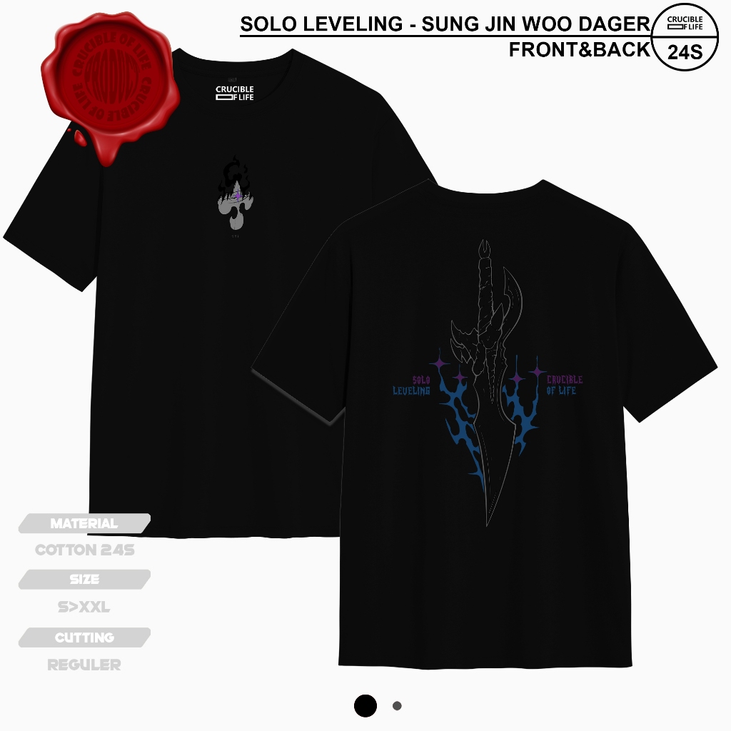 T-Shirt Kaos Anime Solo Leveling - Sung Jin Woo Dagger - CRUCIBLEOFLIFE