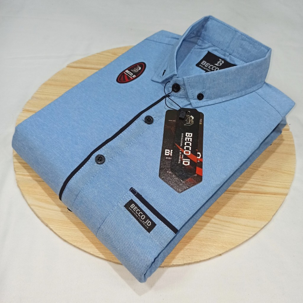BECCO_ID kemeja list lengan pendek pria original hem polos dewasa premium