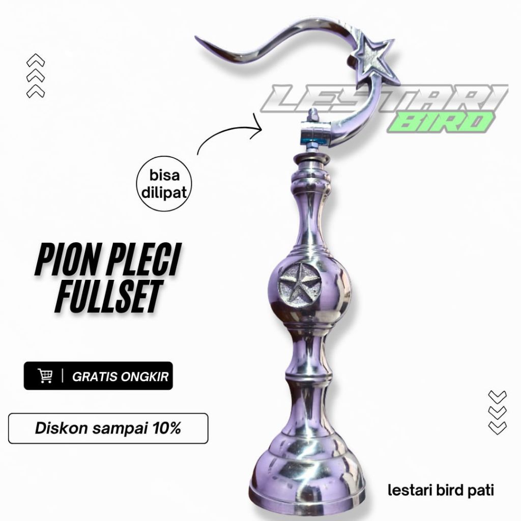 MAHKOTA SANGKAR PLECI GANTUNGAN DAN PION BINTANG FULLSET - gantungan sangkar ram besi pleci hellopet