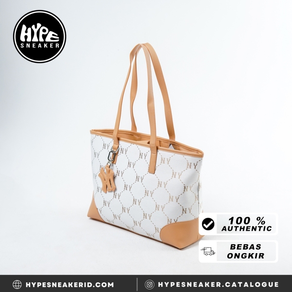 Tas MLB NY MONOGRAM CAMEL CREAM SS24 TOTE BAG 100% ORIGINAL