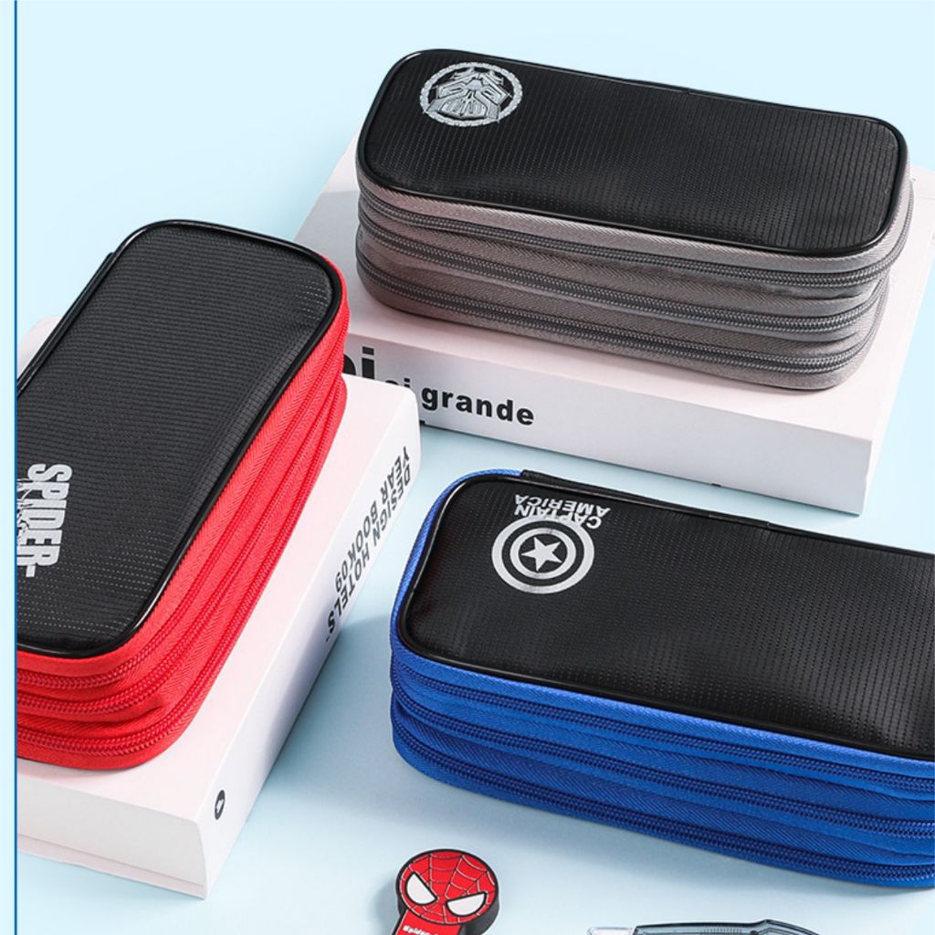 

tempat pensil tiga lapis layer marvel kapasitas besar spiderman avengers