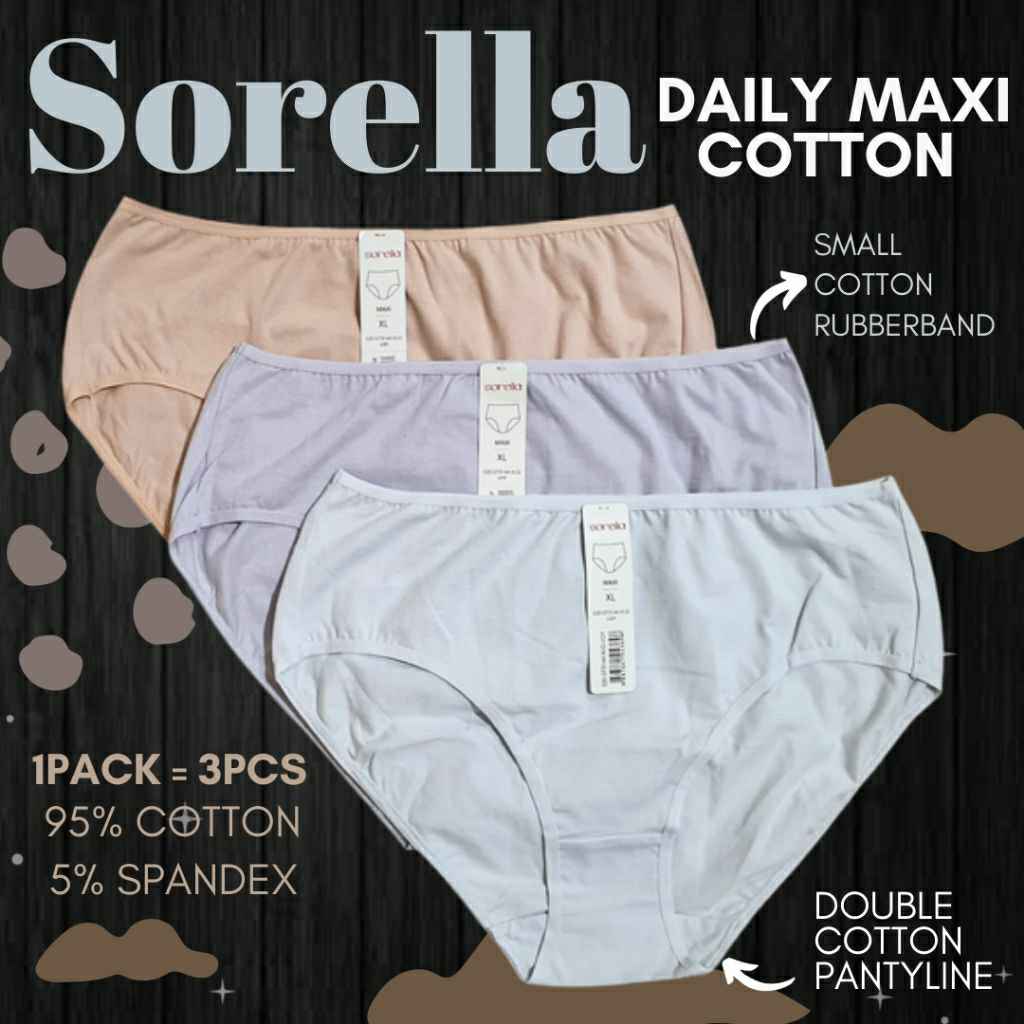 sorella daily cotton maxi panty pack jumbo/celana dalam wanita branded murah katun