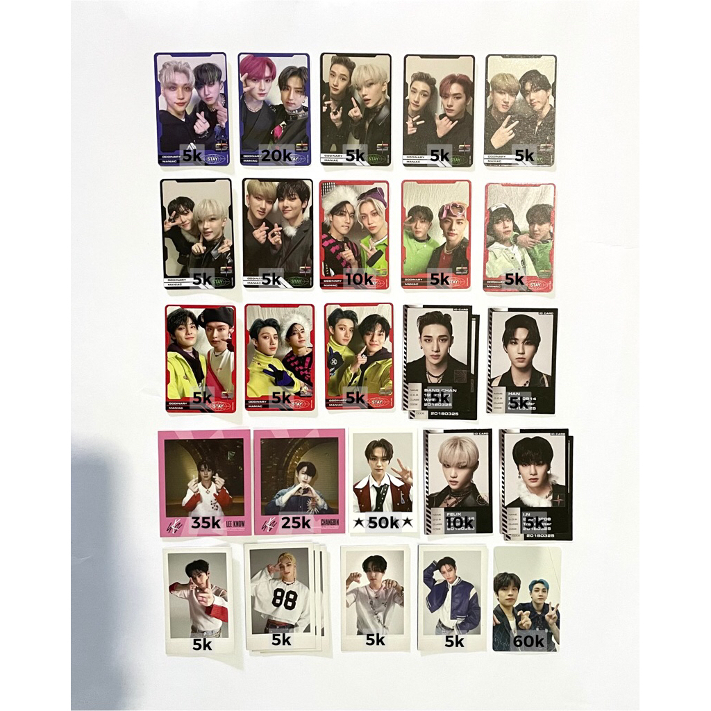 OFFICIAL POLAROID, TRADING CARD (TC) BANGCHAN LEEKNOW CHANGBIN HYUNJIN HAN FELIX SEUNGMIN I.N STRAY 