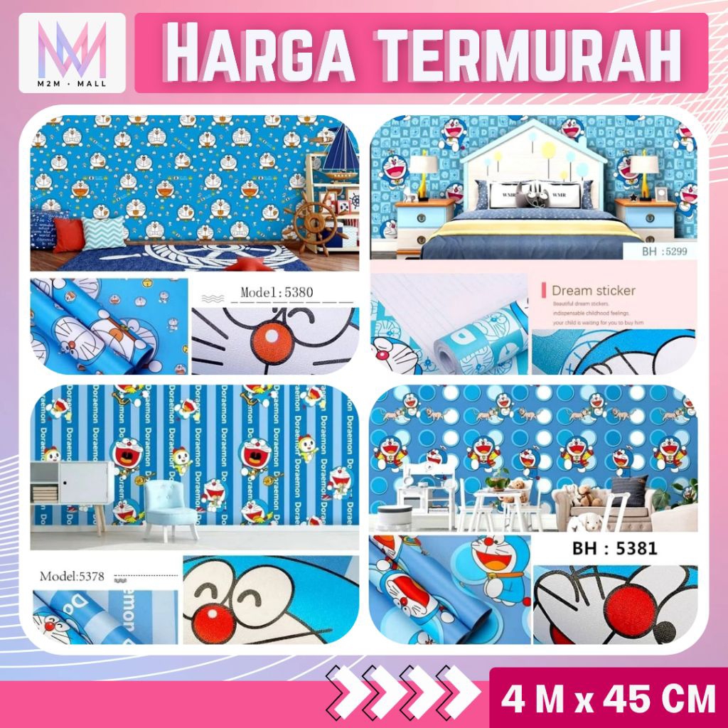 Wallpaper Dinding Kamar Anak Wallpaper Dinding Doraemon Wallpaper Dinding Karakter Anak Sticker Dind