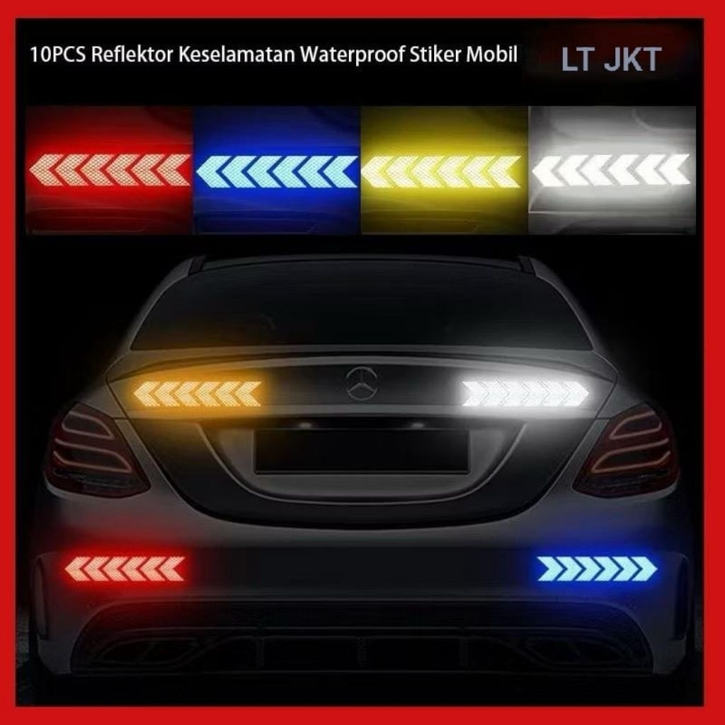 LT JKT 10pcs PREMIUM 3M Sticker Car Reflective Dummy Side Marker Auto Tail Bar Arrows Pattern Warnin