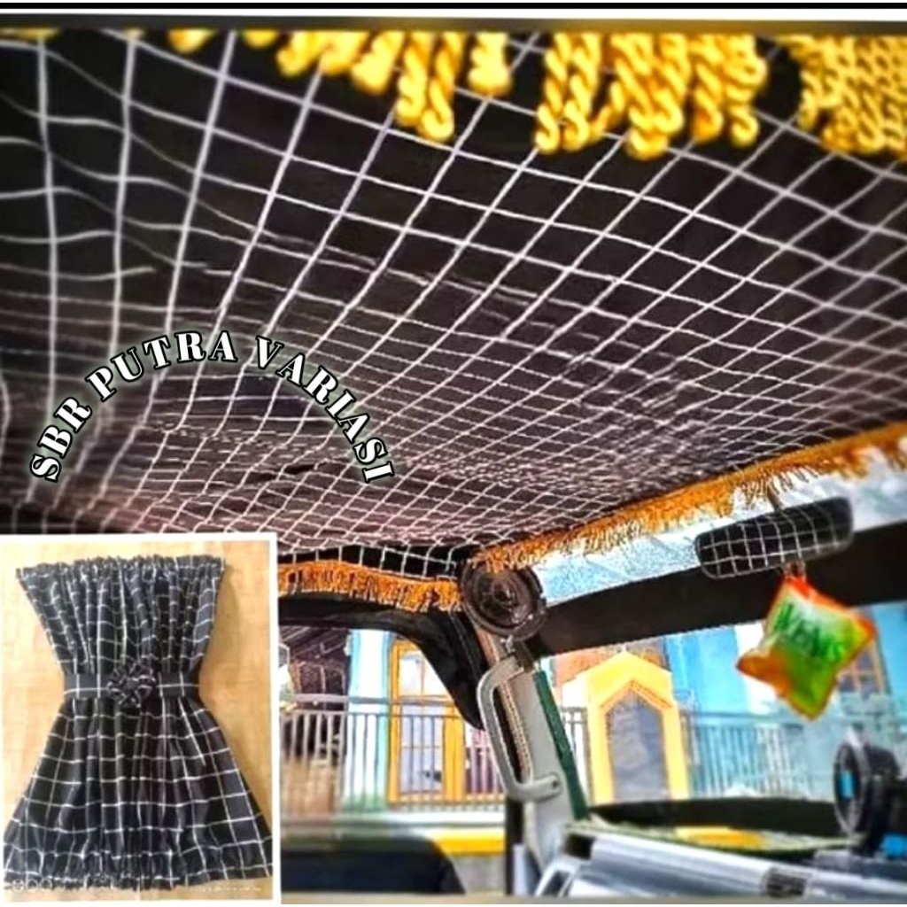 kain plafon atap kabin mobil 1 set gorden pintu kaca samping gorden mobil/Tirai mobil kain plapon mo