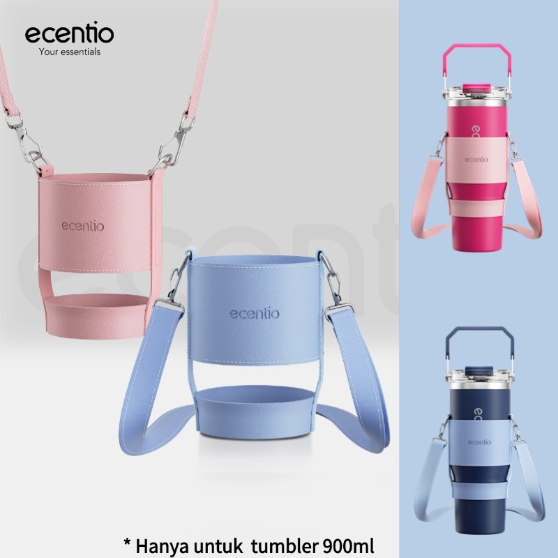 [Aksesoris]ecentio Hanya untuk tumbler 900ml Sarung gelas kulit PU dengan pegangan praktis Bahan kul