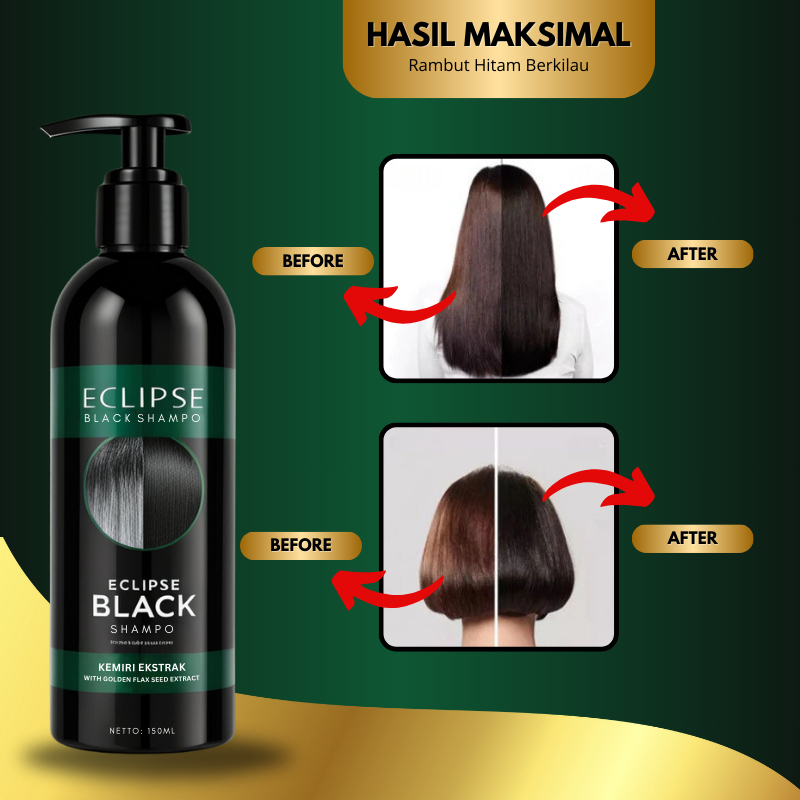 [ ORIGINAL BPOM ] Eclipse Black Shampo Herbal Penghilang Uban Alami PRIA/WANITA Ampuh Menghitamkan U
