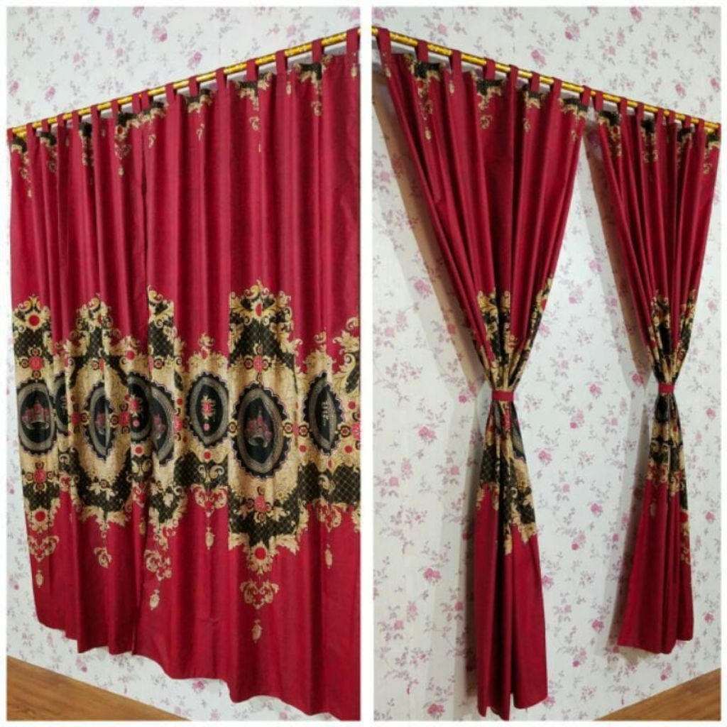 hordeng pintu atau jendela model tali motif batik sultan merah