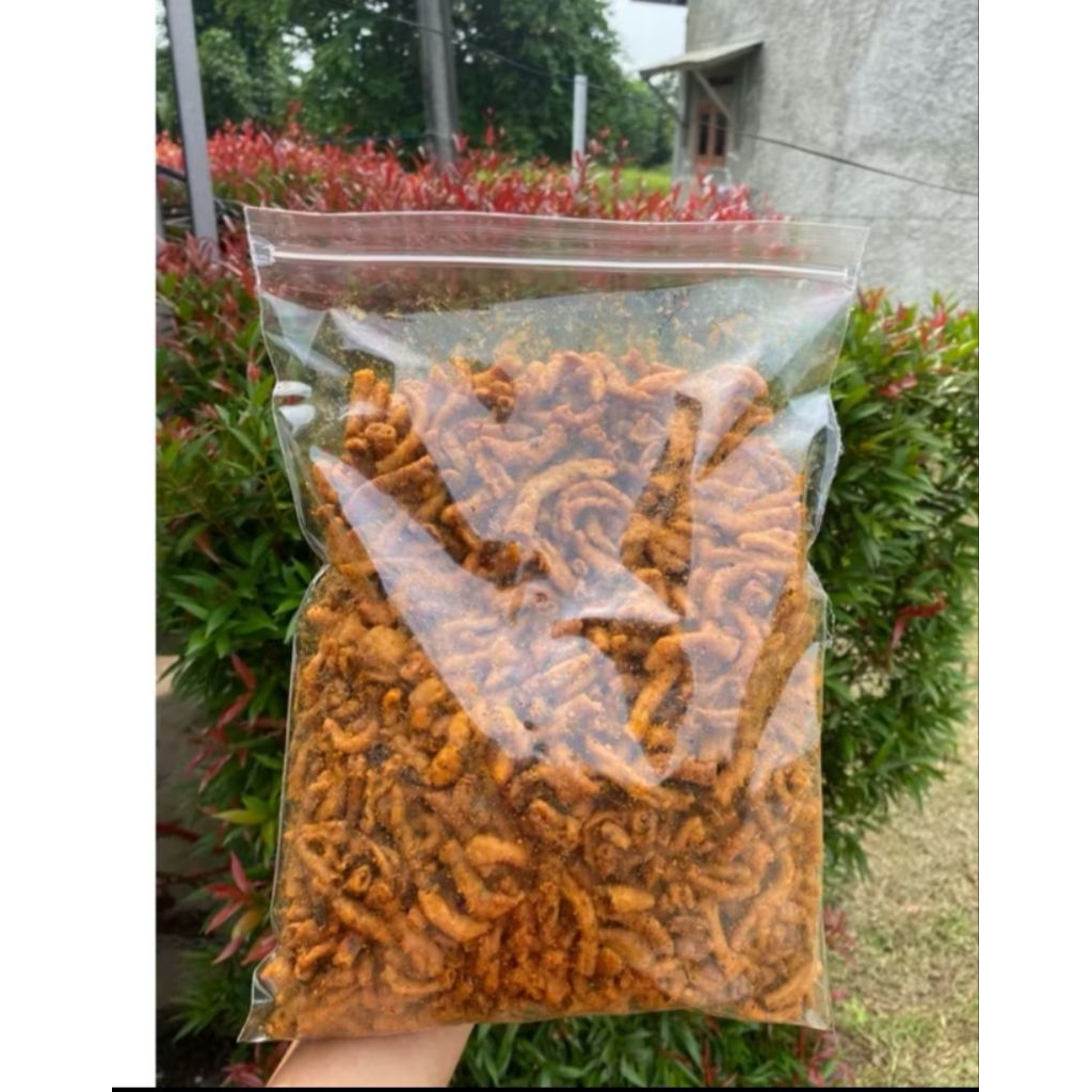Keripik usus 1kg pedas daun jeruk