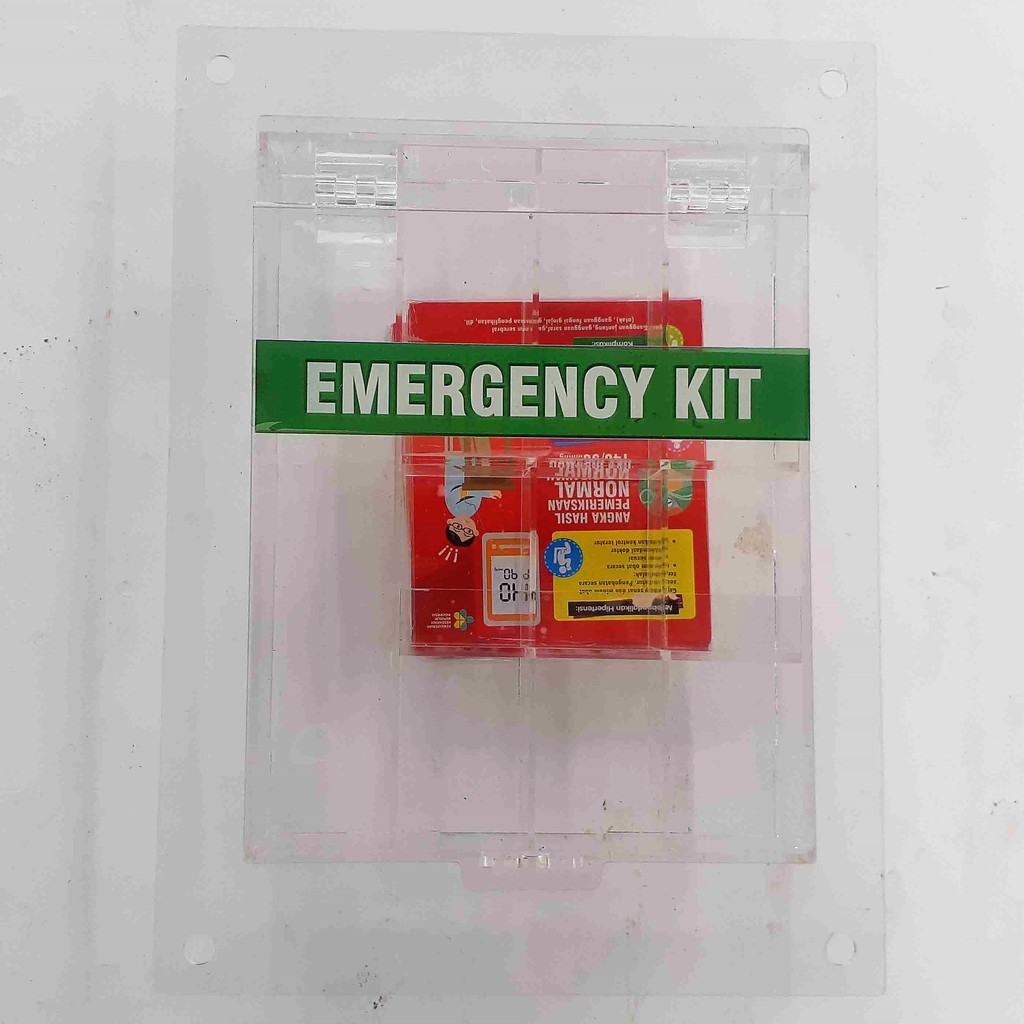 Emergency Kit Box Akrilik, Akrilik Penyimpanan Obat Emergency, Kotak Obat UGD