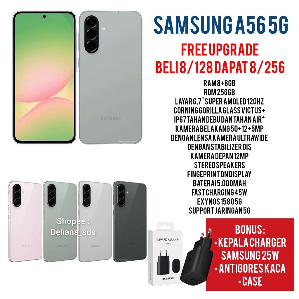 Samsung A56 8/128 Free Upgrade 8/256 Garansi Resmi 1 Tahun Samsung A56 8/128 Samsung A56 8+8/128 Sam