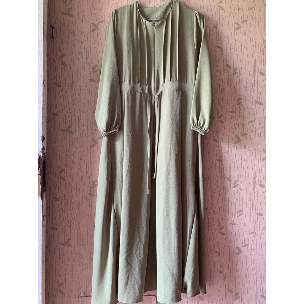 new gamis hijau sage