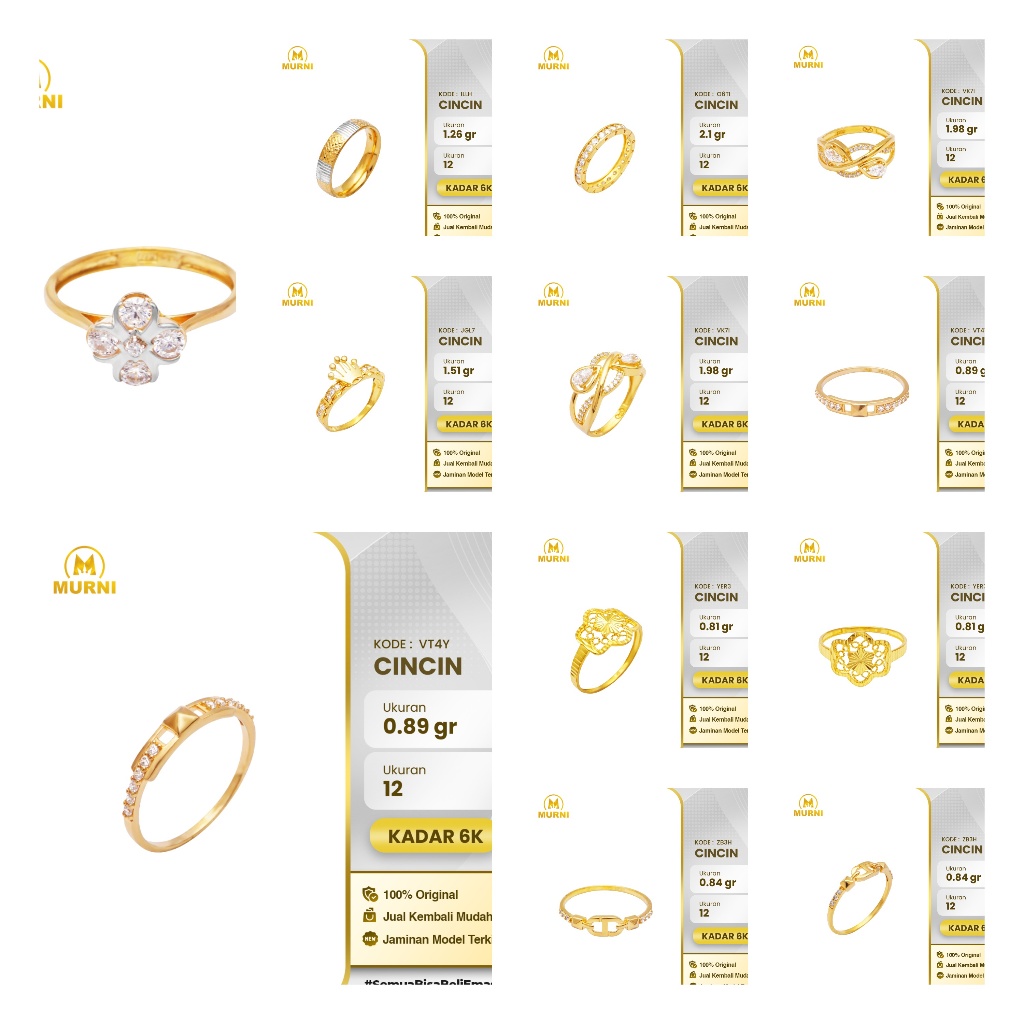 Cincin Adorable Size 12 6K Murni Bekonang