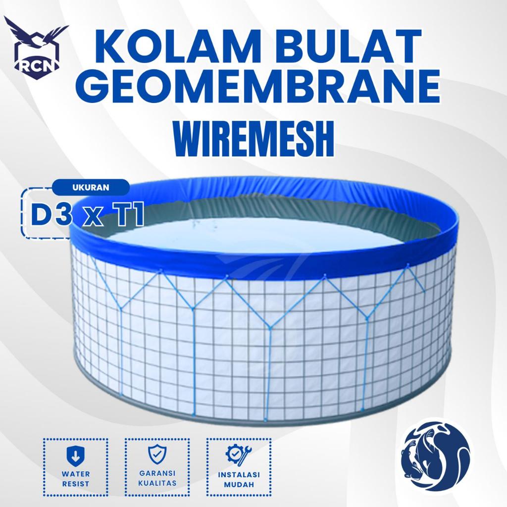 KOLAM BULAT Bahan GEOMEMBRANE "BIRU" 500 Micron Full Set Besi Wiremesh