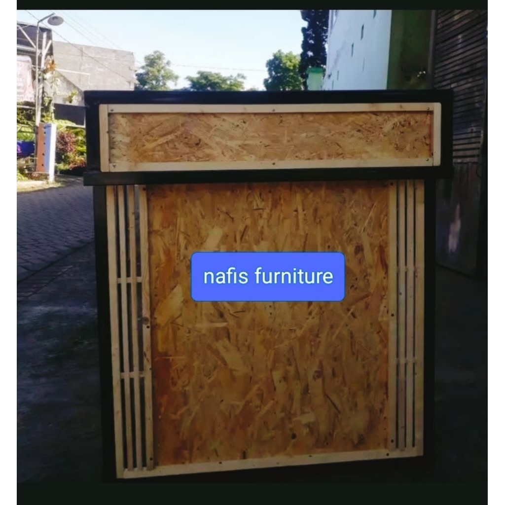meja kasir lipat besi waferboard 50*60*50