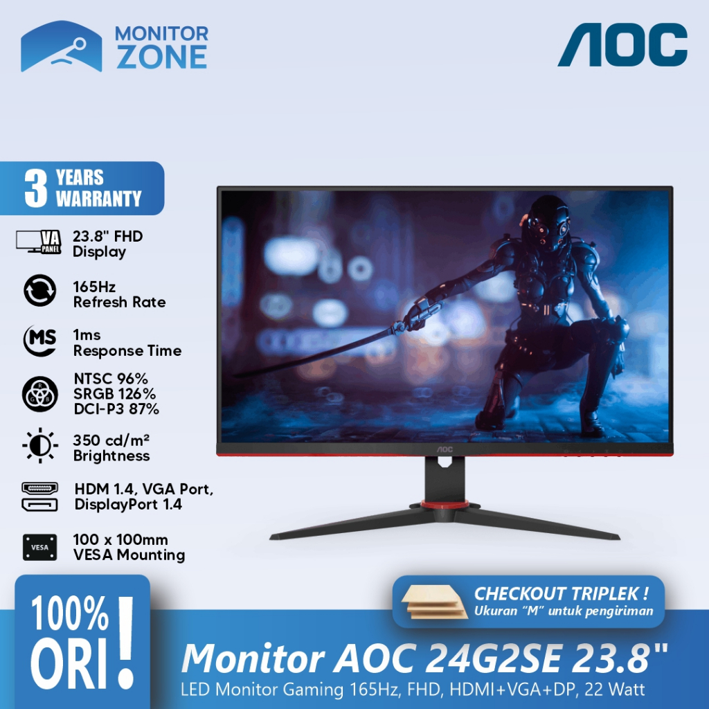 Led Monitor Gaming AOC 24G2SE 23.8" 165Hz Fhd Hdmi Vga Dp - AOC 24G2SE