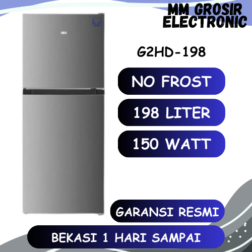 GEA KULKAS 2 PINTU 198 LITER G2HD-198 G2HD198 NO FROST BEKASI MURAH LOW WATT GARANSI RESMI