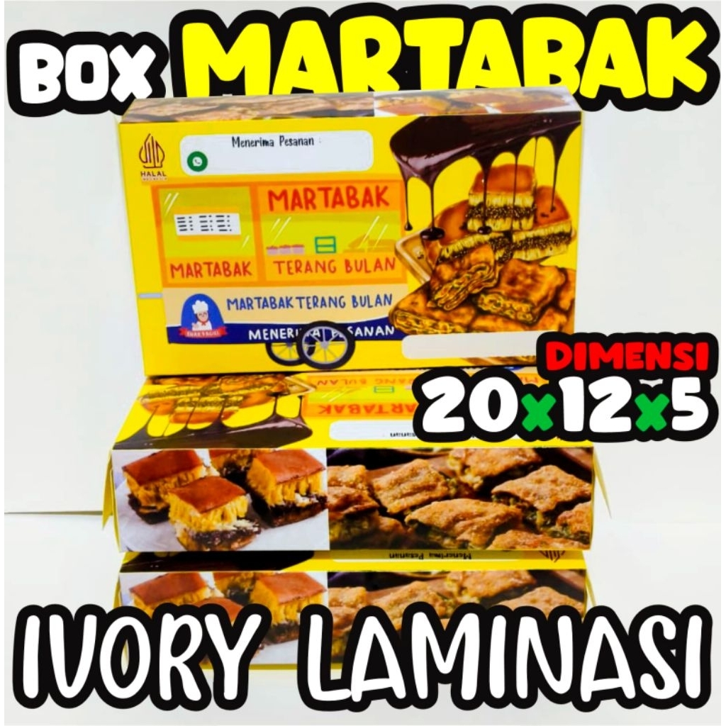 DUS MARTABAK (50 PCS) IVORY LAMINASI GLOSSY DUS KUE TERANG BULAN MARTABAK TELOR/MANIS KOTAK MAKANAN 