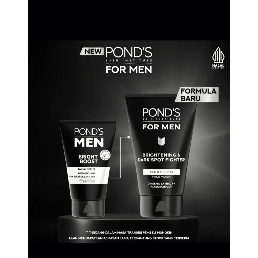 Ponds Men (Bright Boost) Brightening & Dark Spot Fighter FACE SCRUB 100g-FACIAL SCRUB Pria