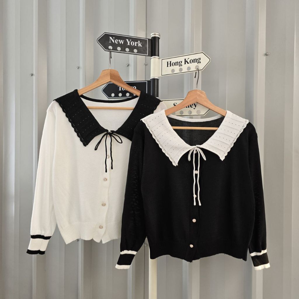 FA Colar Baju Atasan Wanita Crop Top Korean Style Bahan Rajut