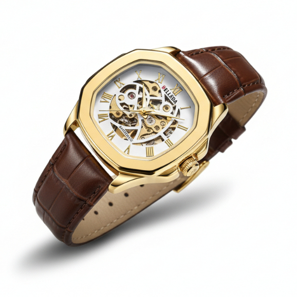 Jam Tangan Pria Belleda 9484 Automatic Unisek Pria Wanita Tali Kulit Anti Air 3Atm Original Watches