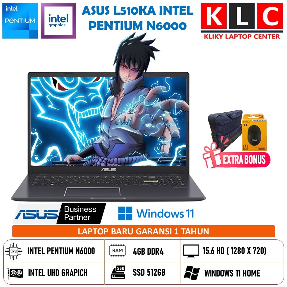 Laptop Sekolah Asus L510KA Intel Pentium N6000 512GB Ssd 15.6 Inc
