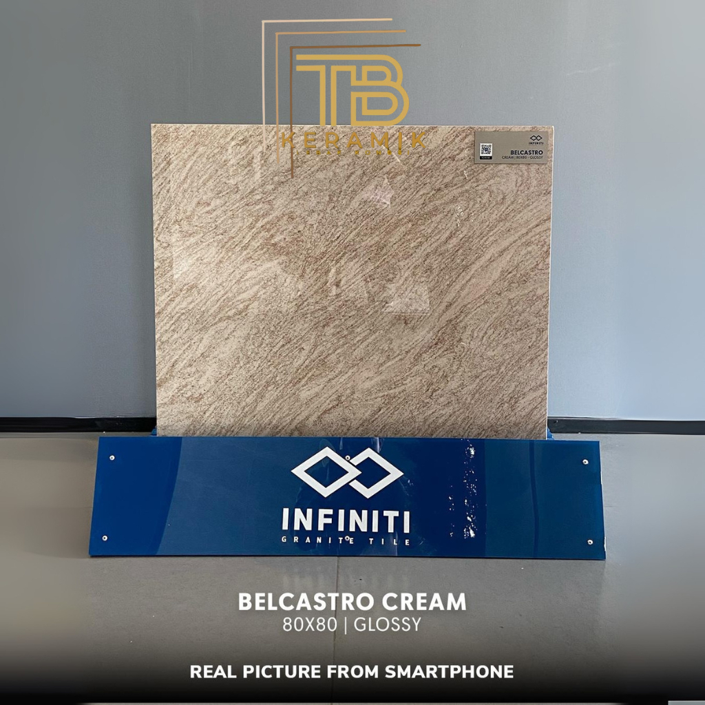 GRANIT LANTAI 80x80 BELCATRO CREAM | GLOSSY | INFINITI