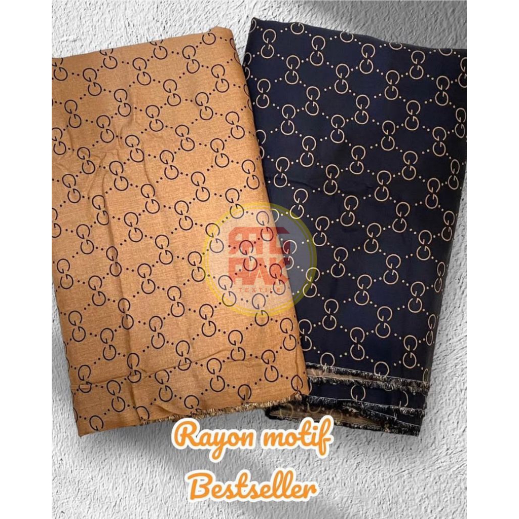 KAIN KATUN RAYON VISCOSE PREMIUM MOTIF GUCCI TERBARU TERMURAH DI SHOPEE (LEBAR/BIDANG KAIN 150cm)