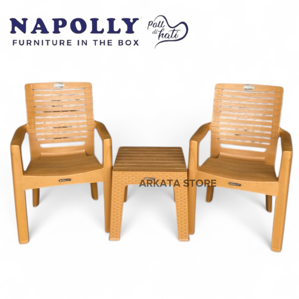 1 Set 2 Kursi BR 811 - 1 Set Kursi Santai Sandaran + MAPAN 45 / Kursi Santai Plastik Napolly / Kursi