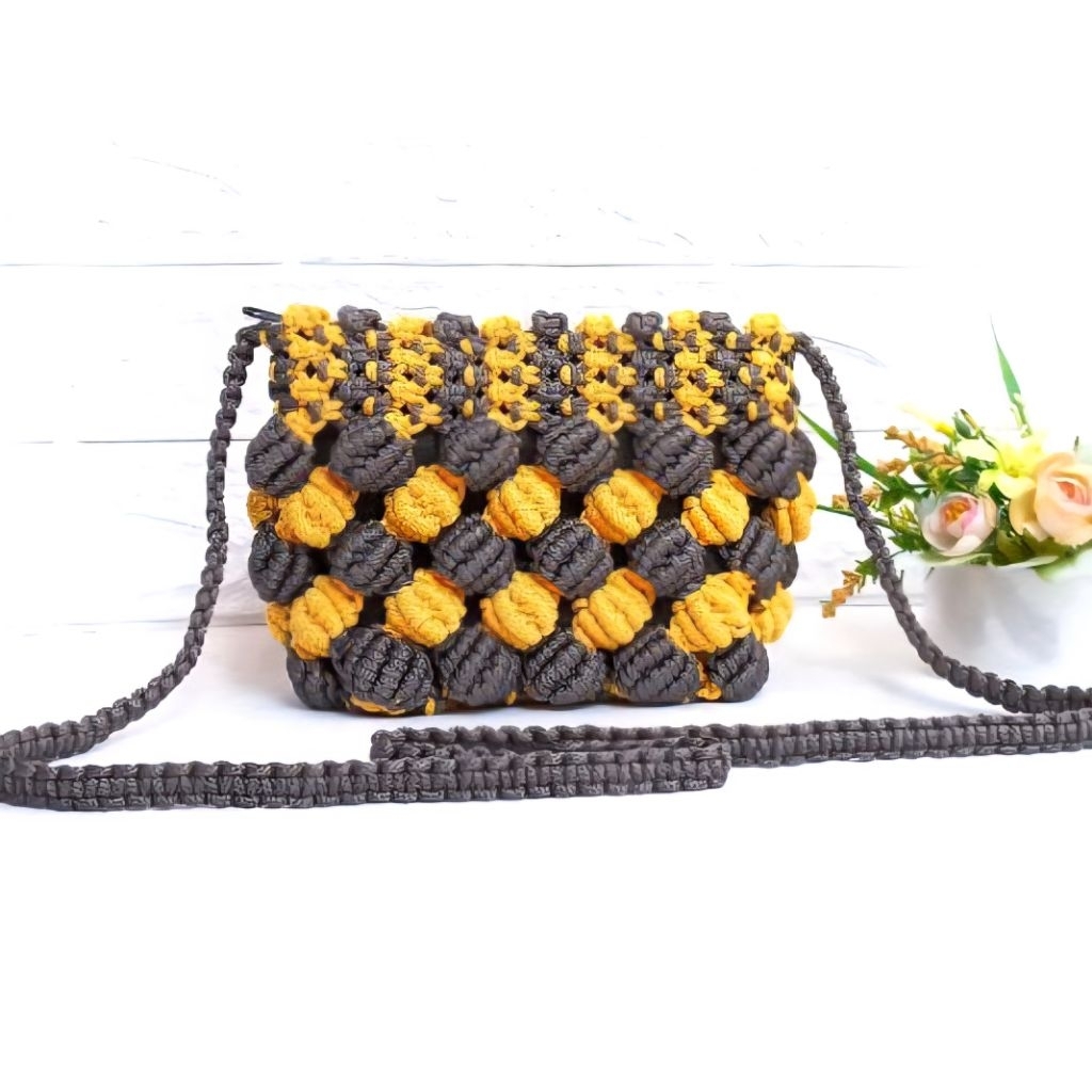 Tas Rajut Tali Kur Oval Mutiara Bahan Talikur Mewah Model Terbaru Kekinian Handmade Anyaman Rapi Mua