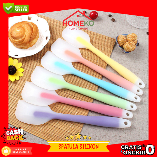 HK Spatula / Sodet Teflon Medium Solet Silicone Tahan Panas - List Putih - Food Grade