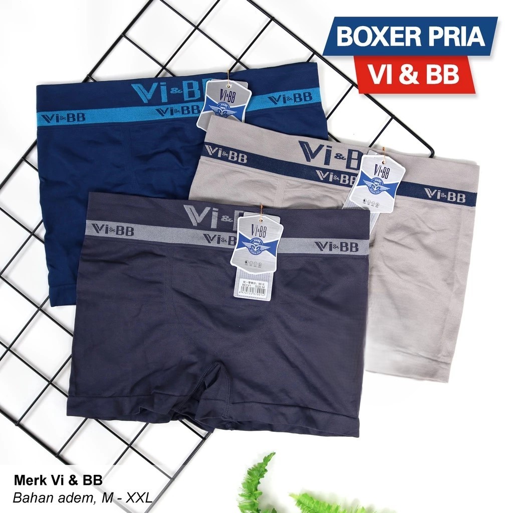 ( 3 Pcs ) Celana Boxer Super Elastis Jumbo ViBB Pria Anak & Dewasa, CD Pendek Laki-laki Vi&BB Vi-BB 
